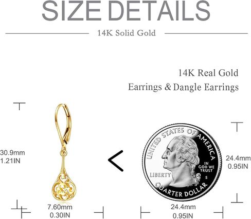 DOVRAN 14K الصلبة الذهب الأصفر الكرة الأقراط الدمعة تتدلى الأقراط الذهبية للنساء الأقراط سلتيك Leverback 14K الذهب والمجوهرات هدايا لعيد ميلادها in Kuwait