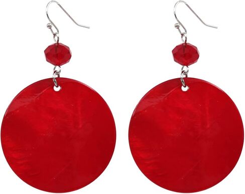 Jules D. Big Natural Shell Drop Earrings Trendy Fashion Red Green Teal Pendant Dangling Earring for Women in Saudi Arabia