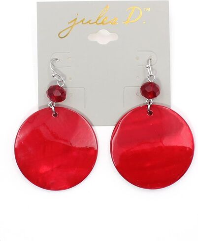 Jules D. Big Natural Shell Drop Earrings Trendy Fashion Red Green Teal Pendant Dangling Earring for Women in Saudi Arabia