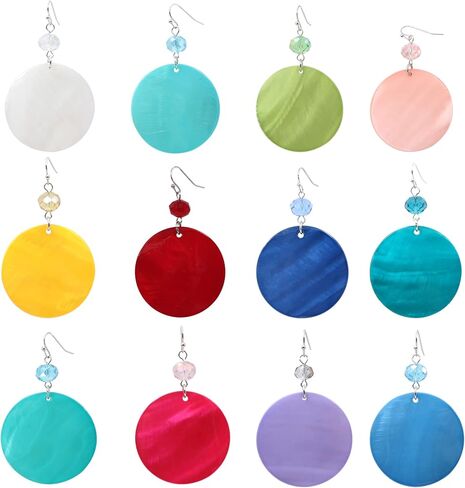 Jules D. Big Natural Shell Drop Earrings Trendy Fashion Red Green Teal Pendant Dangling Earring for Women in Saudi Arabia