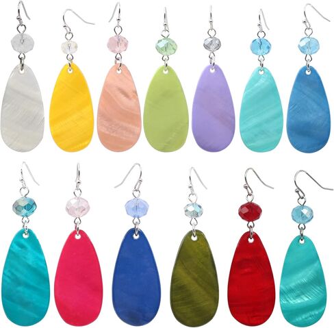 Jules D. Big Natural Shell Drop Earrings Trendy Fashion Red Green Teal Pendant Dangling Earring for Women in Saudi Arabia