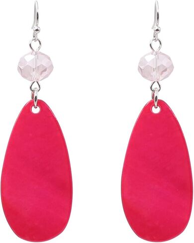 Jules D. Big Natural Shell Drop Earrings Trendy Fashion Red Green Teal Pendant Dangling Earring for Women in Saudi Arabia