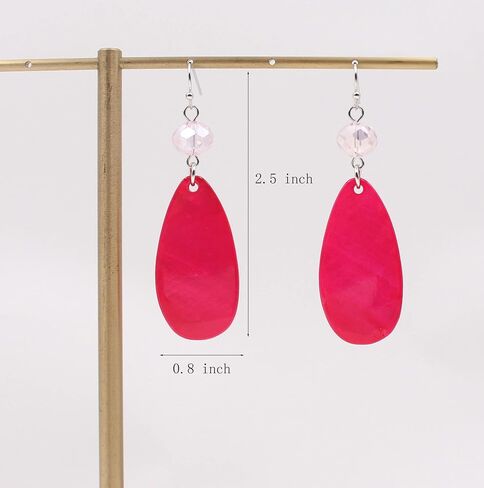 Jules D. Big Natural Shell Drop Earrings Trendy Fashion Red Green Teal Pendant Dangling Earring for Women in Saudi Arabia