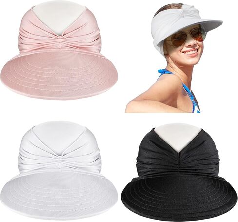 3 Pcs Sun Visor Hat for Women Sun Beach Visor Cap UPF 50+ UV Sun Protection Visors Wide Brim Visor Women Summer Sports Beach Golf Hiking Fishing Outdoor in Saudi Arabia