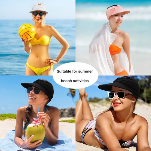 3 Pcs Sun Visor Hat for Women Sun Beach Visor Cap UPF 50+ UV Sun Protection Visors Wide Brim Visor Women Summer Sports Beach Golf Hiking Fishing Outdoor in Saudi Arabia