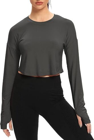 قمصان Mippo النسائية ذات الأكمام الطويلة للتمارين الرياضية مع فتحة للإبهام in Kuwait