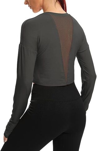 قمصان Mippo النسائية ذات الأكمام الطويلة للتمارين الرياضية مع فتحة للإبهام in Kuwait