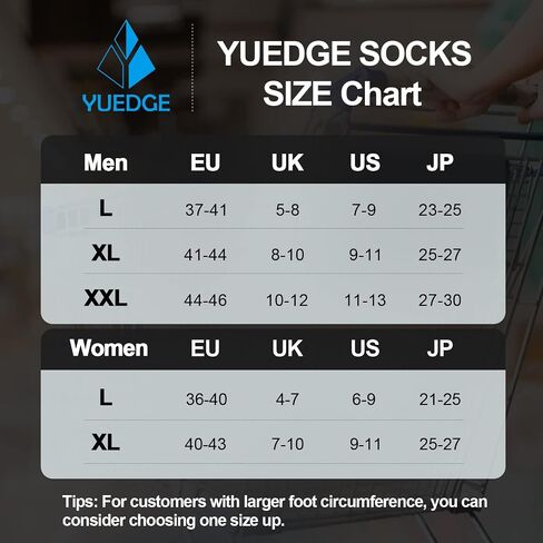 جوارب YUEDGE النسائية للمشي لمسافات طويلة، جوارب رياضية مبطنة بالقطن ماصة للرطوبة للنساء مقاس 6-11، 5 زوج/الحزمة in Kuwait