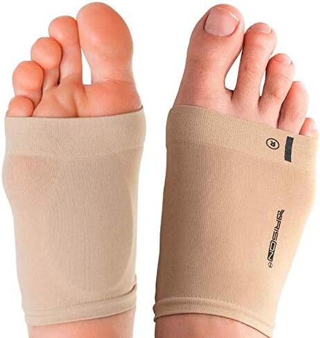 Metatarsal Compression Arch Support Sleeves - Cushioned Soft Elastic Reusable Gel Pad Fabric Socks for Flat Feet Pain Relief Arthritis Plantar Fasciitis - Women Men - Medium (Beige) in Kuwait