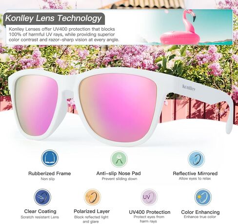 Vintage Sunglasses for Men & Women, Retro Eyewear with Non-slip Flexible Frame, Polarized/Non-Polarized Lens UV Protection in Kuwait