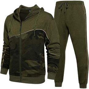 RPOVIG Men's Track Suits, 2 Pack Sweatsuits Outfits Full Zip Jackets Athletic Pants for Jogging Gym Workout