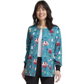 Cherokee Prints Women Warm Up Scrubs Jacket Snap Front CK321