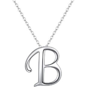 EVER FAITH Initial Necklace 925 Sterling Silver 26 Letters Alphabet Pendant Necklace Personalized Charm Jewelry Gift for Women