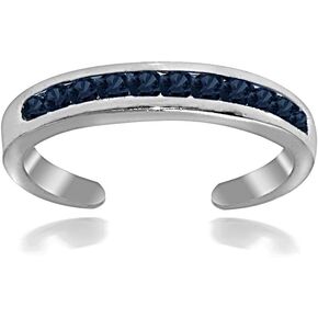 Hoops & Loops 925 Sterling Silver Cubic Zirconia Channel-Set Colored Open Toe Ring for Women Teen Girls Men
