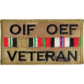 OIF OEF Veteran Patch OCP - Funny Tactical Military Morale Embroidered Patch Hook Fastener Backing(Camouflage)