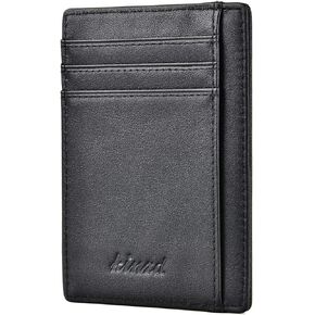 محفظة Kinzd رفيعة من الجلد بجيب أمامي RFID وحامل بطاقات ائتمان رفيع للرجال in Kuwait