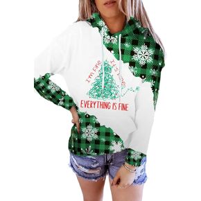 SFHFY It's Fine I'm Fine Everything's Fine Sweatshirt Womens Christmas Lights Shirts Xmas Funny Saying Pullover Top