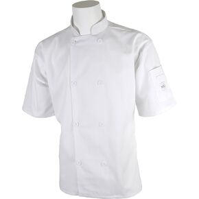 سترة مطبخ بأكمام قصيرة للجنسين من Mercer Culinary Millennia مع أزرار تقليدية X-Small M60013WHXS 1