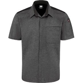 Red Kap Men's Airflow Cook Shirt with Oilblok, Charcoal Heather with Charcoal/Black Mesh, Large