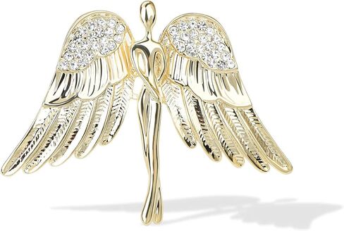 Vintage Guardian Angel Jewelry Golden Crystal Flying Angel Wings Brooch Pin Wedding Bouquet Lapel Pin Jewelry for Women Bridal in Kuwait