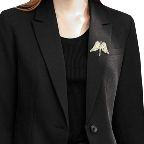 Vintage Guardian Angel Jewelry Golden Crystal Flying Angel Wings Brooch Pin Wedding Bouquet Lapel Pin Jewelry for Women Bridal in Kuwait