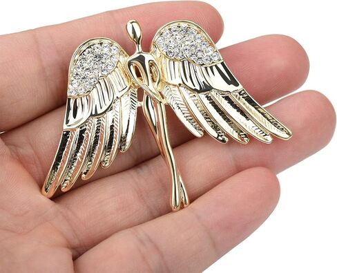 Vintage Guardian Angel Jewelry Golden Crystal Flying Angel Wings Brooch Pin Wedding Bouquet Lapel Pin Jewelry for Women Bridal in Kuwait