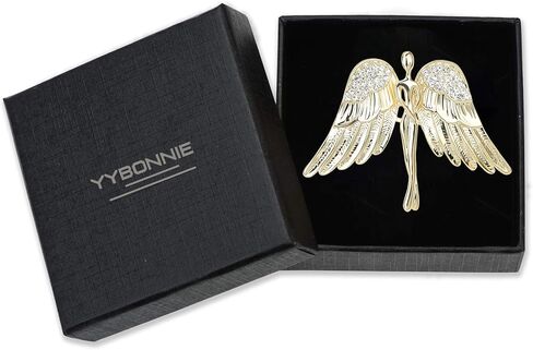 Vintage Guardian Angel Jewelry Golden Crystal Flying Angel Wings Brooch Pin Wedding Bouquet Lapel Pin Jewelry for Women Bridal in Kuwait