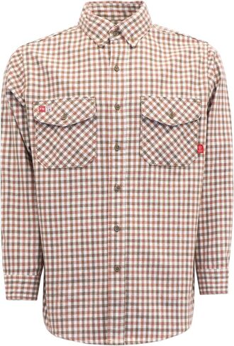 TICOMELA FR Shirts for Men 8.5oz Flannel Plaid Heavy Weight Flame Resistant Shirts Fire Retardant Welding Jacket in Kuwait
