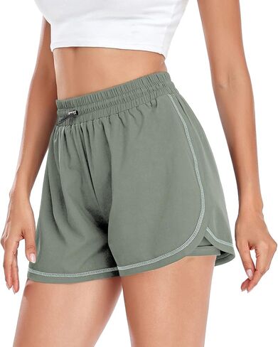 Husmeu شورت رياضي نسائي كاجوال صيفي للجري مع جيب عالي الخصر رياضي للصالة الرياضية والتمارين الرياضية in Kuwait