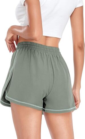 Husmeu شورت رياضي نسائي كاجوال صيفي للجري مع جيب عالي الخصر رياضي للصالة الرياضية والتمارين الرياضية in Kuwait