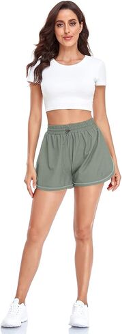 Husmeu شورت رياضي نسائي كاجوال صيفي للجري مع جيب عالي الخصر رياضي للصالة الرياضية والتمارين الرياضية in Kuwait