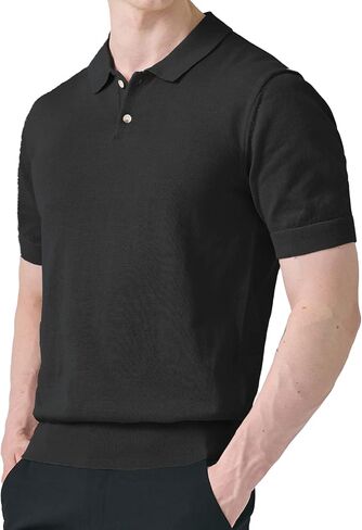 H2H Mens Knit Polo Shirts Short Sleeve Vintage Sweater Polo Summer Casual Shirts in Kuwait