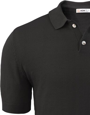 H2H Mens Knit Polo Shirts Short Sleeve Vintage Sweater Polo Summer Casual Shirts in Kuwait