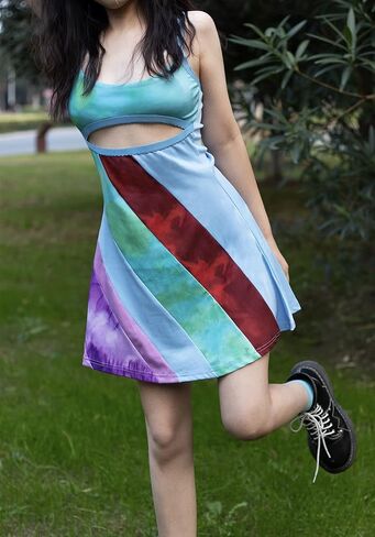 Bodycon Sundress Y2K Mini Dress Colorful Spaghetti Strap Vintage E-Girl Party Clubwear A-line Dress Retro Mini Dress in Kuwait