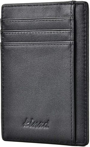 محفظة Kinzd رفيعة من الجلد بجيب أمامي RFID وحامل بطاقات ائتمان رفيع للرجال in Kuwait