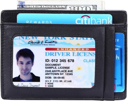 محفظة Kinzd رفيعة من الجلد بجيب أمامي RFID وحامل بطاقات ائتمان رفيع للرجال in Kuwait