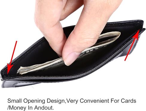 محفظة Kinzd رفيعة من الجلد بجيب أمامي RFID وحامل بطاقات ائتمان رفيع للرجال in Kuwait