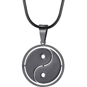 قلادة MOO&LEE Yin Yang للرجال والنساء 22 بوصة سلسلة ثعبان من الفولاذ المقاوم للصدأ، قلادة BFF لشخصين