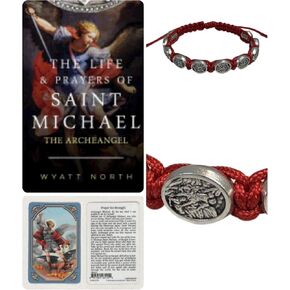 20th Street Products Saint Michael- Red- Slipknot Adjustable Bracelet Plus The Life and Prayers of Saint Michael The Archangel Book and Saint Michael Laminated Prayer Card in Saudi Arabia