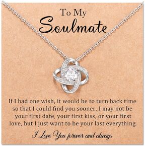 JOGDIAM Girlfriend Soulmate Necklace Gifts for Girlfriend/Wife/Soulmate, Romantic Gift for Her Love Knot Necklace Jewelry Birthday Christmas Gifts for Girlfriend from Boyfriend