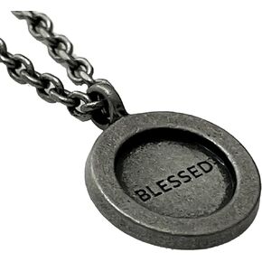 BLESSEDBULLET BLESSED message on the Circle Dark Silver Chain Necklace for Men and Women in Saudi Arabia