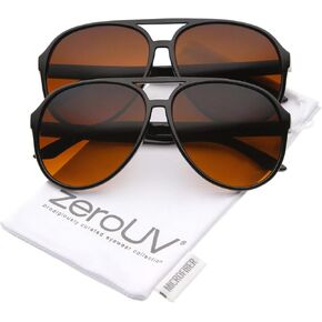 zeroUV Retro Large Blue Blocking Lens Aviator Sunglasses 60mm