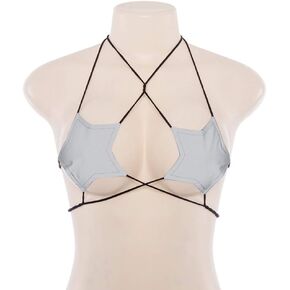 YYUNANG Women's Cut Out Lace-Up Sexy Bra,Star Bra Crop Top Star Bikini Top Lace Up Halter Bralette Bandeau Camisole