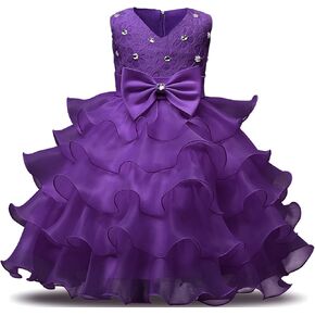 NNJXD Girl Dress Kids Ruffles Lace Party Wedding Dresses