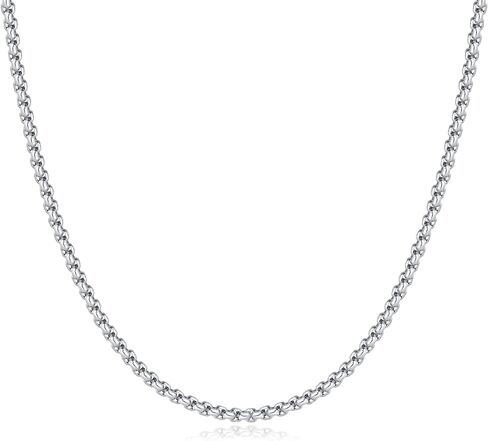 GLIJWELE 925 Sterling Silver Clasp Cable Box Chain for Men Women, 2mm/2.5mm/3mm Silver Chain for Men Women Silver Chain Necklace 16,18,20, 22, 24,26,30 Inch in Kuwait