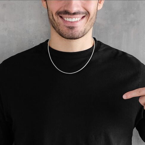 GLIJWELE 925 Sterling Silver Clasp Cable Box Chain for Men Women, 2mm/2.5mm/3mm Silver Chain for Men Women Silver Chain Necklace 16,18,20, 22, 24,26,30 Inch in Kuwait