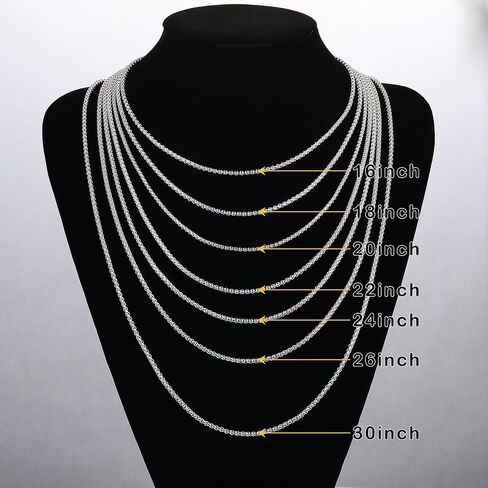 GLIJWELE 925 Sterling Silver Clasp Cable Box Chain for Men Women, 2mm/2.5mm/3mm Silver Chain for Men Women Silver Chain Necklace 16,18,20, 22, 24,26,30 Inch in Kuwait