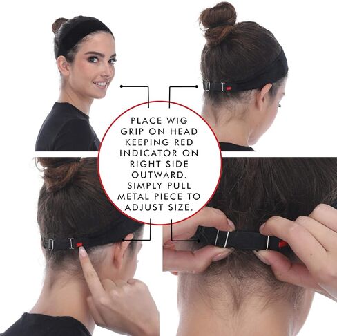 Madison Headwear Wig Grip Headbands For Women- Adjustable To Custom Fit Your Head - Velvet Comfort - Wig Bands No Slip Breathable Lightweight Material For All Day Wear! Keep Wig Comfortably Secured in Saudi Arabia