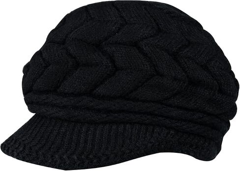 FuninCrea Women Winter Knit Hat with Brim, Elegant Slouchy Beanie Cap with Warm Fleece Lined in Kuwait