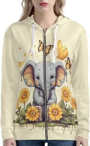 Uourmeti Zip Up Hoodie Graphic Y2k Hooded Sweatshirt Jacket for Women XS-5XL in Kuwait